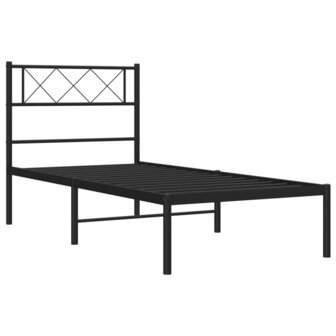 Bedframe met hoofdbord metaal zwart 80x200 cm 5
