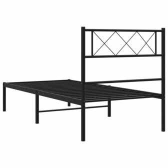 Bedframe met hoofdbord metaal zwart 80x200 cm 7