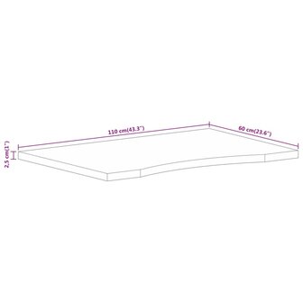 Bureaublad met ronding 110x60x2,5 cm massief ruw mangohout 8