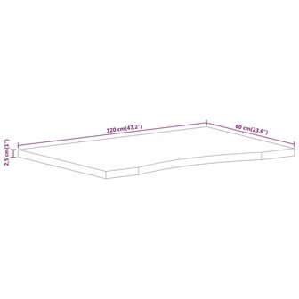 Bureaublad met ronding 120x60x2,5 cm massief ruw mangohout 8