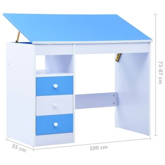 Kindertekentafel/-bureau kantelbaar blauw en wit 11
