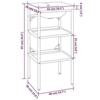 Wastafelframe met inbouwwastafel ijzer wit 7