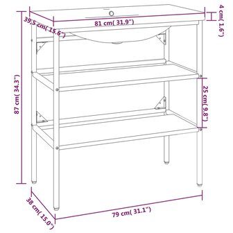 Wastafelframe met inbouwwastafel ijzer wit 7