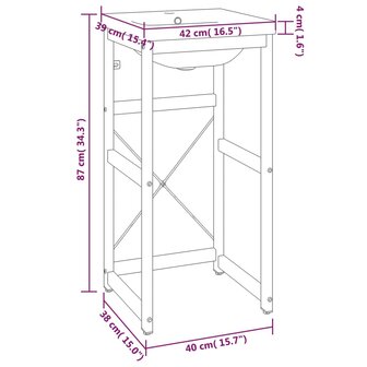 Wastafelframe met inbouwwastafel ijzer wit 7