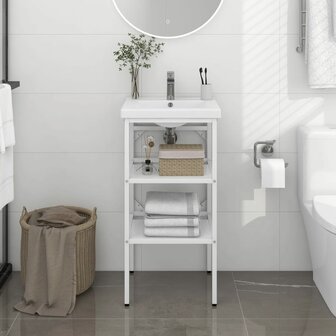 Wastafelframe 40x38x83 cm ijzer wit 1