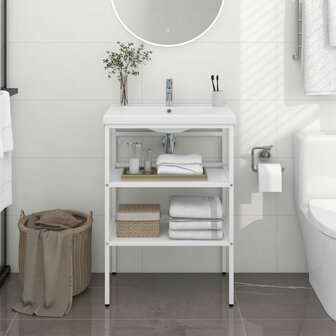 Wastafelframe 59x38x83 cm ijzer wit 1
