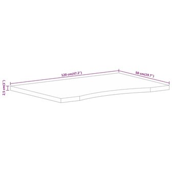 Bureaublad met ronding 120x50x2,5 cm massief ruw mangohout 8
