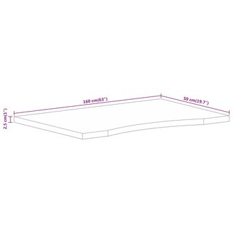 Bureaublad met ronding 160x50x2,5 cm massief ruw mangohout 8