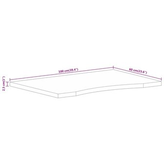 Bureaublad met ronding 100x60x2,5 cm massief ruw mangohout 8
