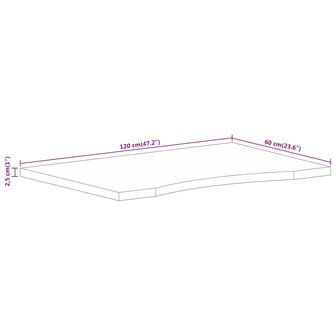 Bureaublad met ronding 120x60x2,5 cm massief ruw mangohout 8