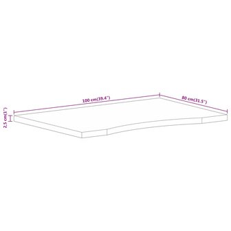 Bureaublad met ronding 100x80x2,5 cm massief ruw mangohout 8