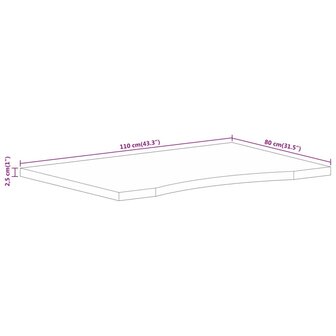 Bureaublad met ronding 110x80x2,5 cm massief ruw mangohout 8