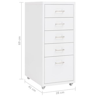 Ladeblok verrijdbaar 28x41x69 cm metaal wit 8