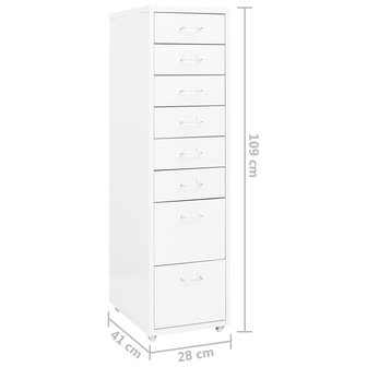 Ladeblok verrijdbaar 28x41x109 cm metaal wit 9