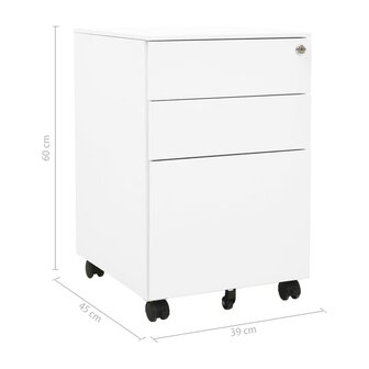 Ladeblok verrijdbaar 39x45x60 cm staal wit 11
