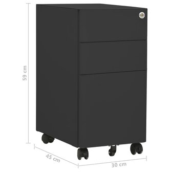 Ladeblok verrijdbaar 30x45x59 cm staal antracietkleurig 12