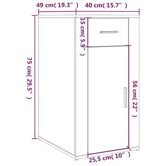 Bureaukastje 40x49x75 cm bewerkt hout hoogglans wit 11