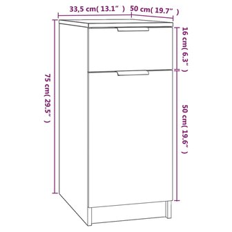 Bureaukast 33,5x50x75 cm bewerkt hout gerookt eikenkleurig 9