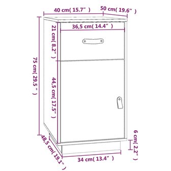 Bureaukastje 40x50x75 cm massief grenenhout honingbruin 11