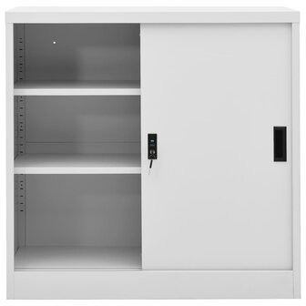 Kantoorkast met schuifdeuren 90x40x90 cm staal lichtgrijs 3