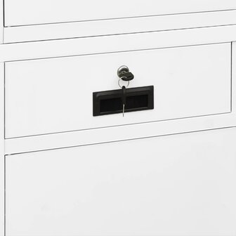 Kantoorkast 90x40x180 cm staal en gehard glas wit 10