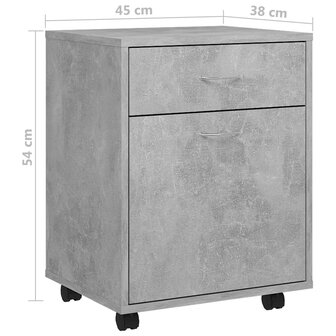 Rolkast 45x38x54 cm bewerkt hout betongrijs 8