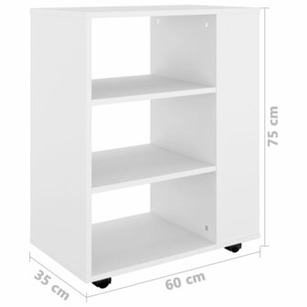 Rolkast 60x35x75 cm bewerkt hout wit 10