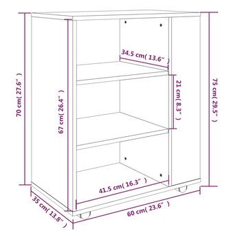 Rolkast 60x35x75 cm bewerkt hout gerookt eikenkleurig 10