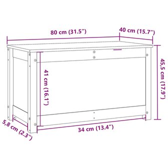 Opbergbox honingbruin 80x40x45,5 cm massief grenenhout 12