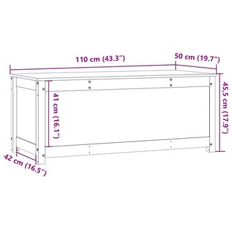Opbergbox wit 110x50x45,5 cm massief grenenhout 12
