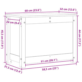 Opbergbox honingbruin 60x32x45,5 cm massief grenenhout 12