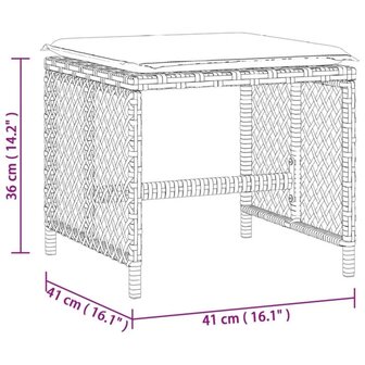 Tuinkrukken 4 st met kussens 41x41x36 cm poly rattan grijs 11