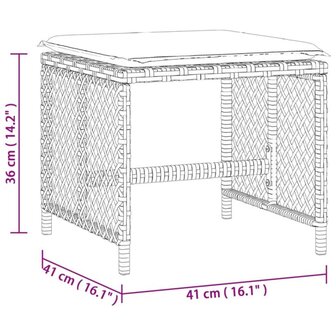 Tuinkrukken 4 st met kussens 41x41x36 cm poly rattan beige 11
