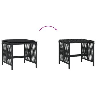 Tuinkrukken 4 st met kussens 41x41x36 cm poly rattan zwart 7