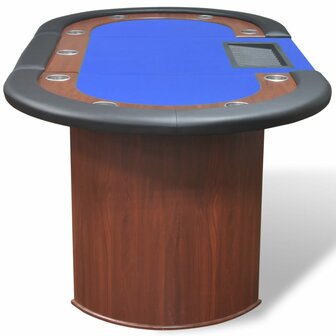 Pokertafel voor 10 personen met dealervak en fichebak blauw  5
