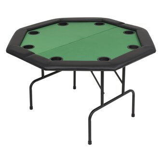 Pokertafel voor 8 spelers achthoekig 2-voudig inklapbaar groen 2