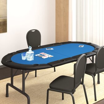 Pokertafelblad voor 10 spelers inklapbaar 208x106x3 cm blauw 1