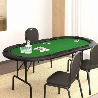 Pokertafel voor 10 spelers inklapbaar 206x106x75 cm groen 1