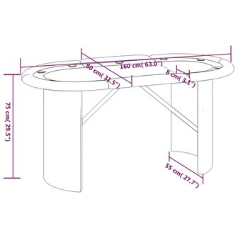 Pokertafel voor 10 spelers 160x80x75 cm groen 5