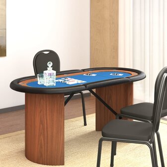 Pokertafel voor 10 spelers 160x80x75 cm blauw 1