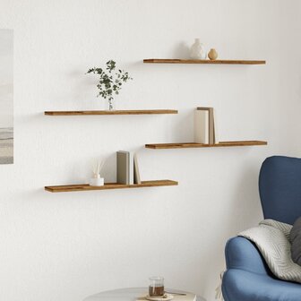 Wandschappen 4 st 60x10x1,5 cm bewerkt hout oud houtkleurig 3