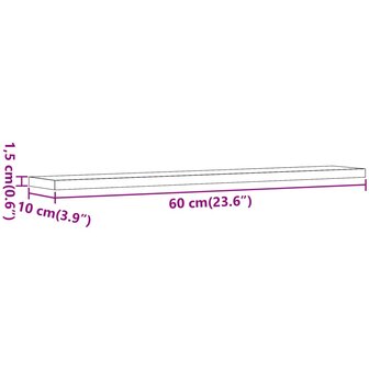 Wandschappen 4 st 60x10x1,5 cm bewerkt hout oud houtkleurig 9
