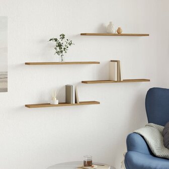 Wandschappen 4 st 60x10x1,5 cm bewerkt hout artisanaal eiken 3