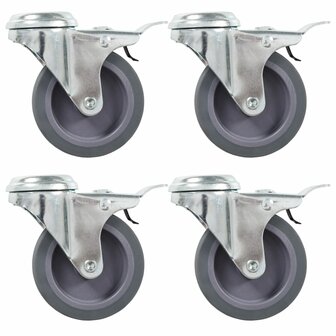 Zwenkwielen met boutgaten en dubbele remmen 4 st 75 mm 1