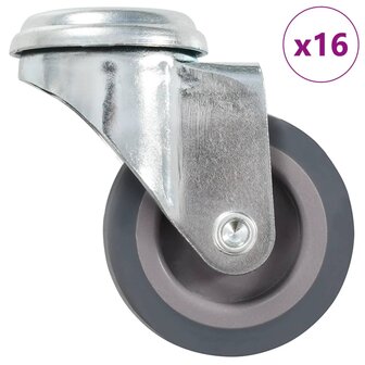 16 st Zwenkwielen met boutgaten 50 mm 1