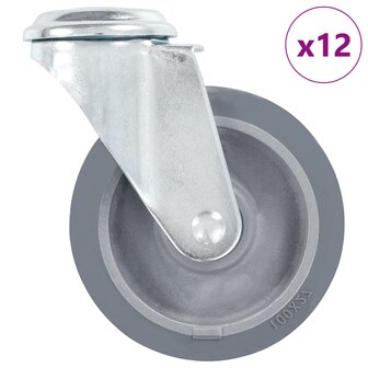 12 st Zwenkwielen met boutgaten 100 mm 1