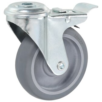 12 st Zwenkwielen met boutgaten 100 mm 5