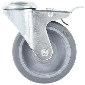 12 st Zwenkwielen met boutgaten 100 mm 7