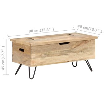 Opbergkist 90x40x45 cm massief mangohout 8