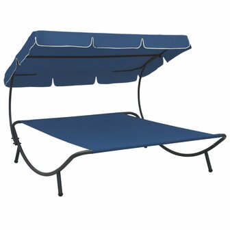 Loungebed met luifel blauw 1